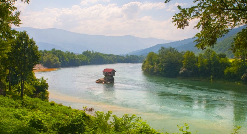 Lonely house on Drina river